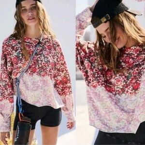 FP Movement by Free People Red and Pink Floral Ombre Tunic
